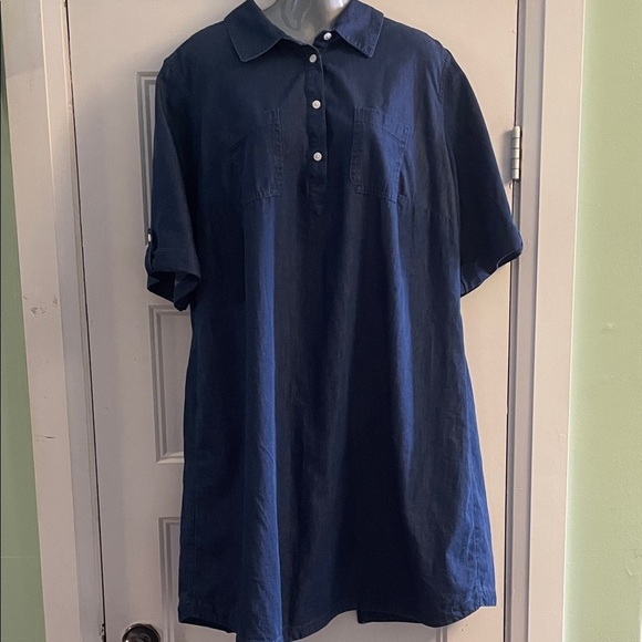 Karen Scott Tops - Karen Scott Women's Navy Blue Button Down Shirt